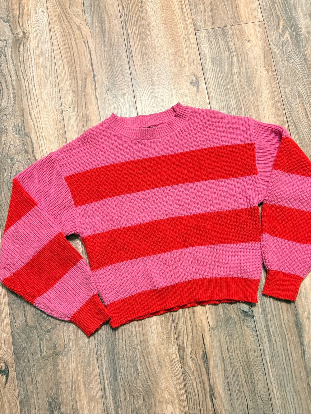 Forever 21 Pink and Red Wide Striped Sweater - Picture 2 of 5